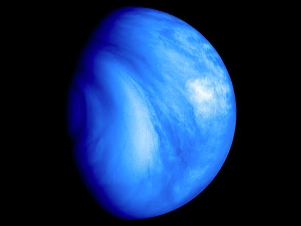 Why does Venus look blue in some spacecraft images?