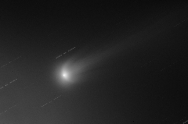  Prise le 16 novembre, l'atmosphère d'ISON révèle deux traits en forme d'aile. Le noyau de la comète est représenté comme un point lumineux au centre.